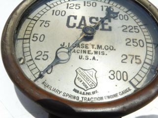 RARE J.  I.  CASE T.  M.  CO.  300 PSI STEAM Tractor TRACTION ENGINE GAUGE Steampunk 3