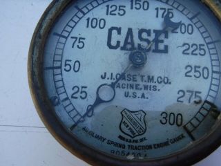 RARE J.  I.  CASE T.  M.  CO.  300 PSI STEAM Tractor TRACTION ENGINE GAUGE Steampunk 7