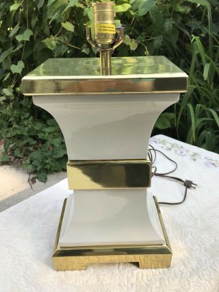 Vintage Porcelain And Brass Chapman Table Lamp With Foil Sticker