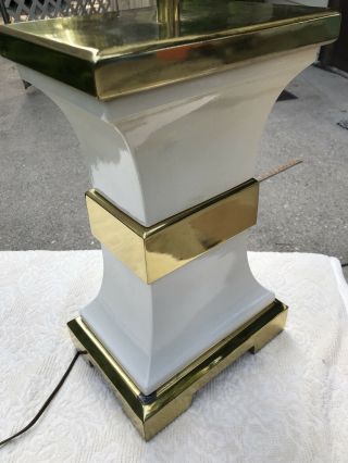 Vintage Porcelain and Brass Chapman Table Lamp With Foil Sticker 2