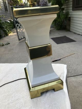 Vintage Porcelain and Brass Chapman Table Lamp With Foil Sticker 4
