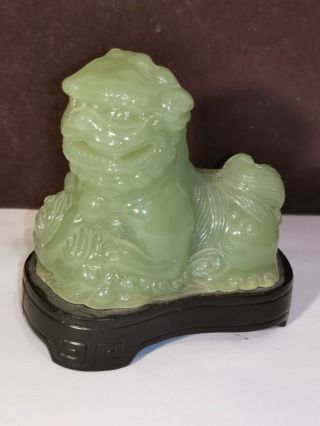 Vintage Vita Foo Dog Jade Colour Resin Figurine On Stand