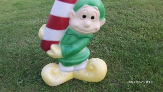 Christmas Elf Holding Candy Cane Blow Mold Empire VTG 32 