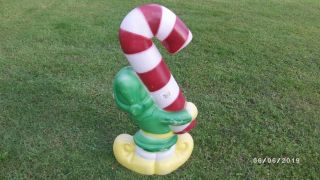 Christmas Elf Holding Candy Cane Blow Mold Empire VTG 32 