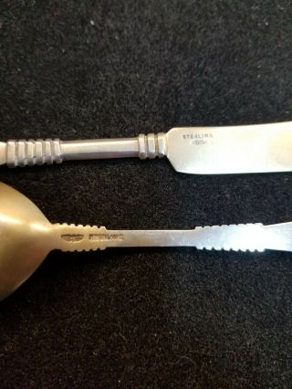 RARE Shiebler Japonesque Spoon and butter knife monogramed circa 1880 80 grams 2