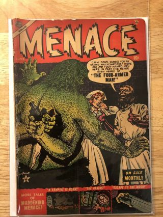 Vintage Menace Comic Book Vol.  1,  No.  4,  June 1953