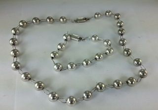 Vintage Taxco Sterling Silver Modernist Bead Necklace & Bracelet