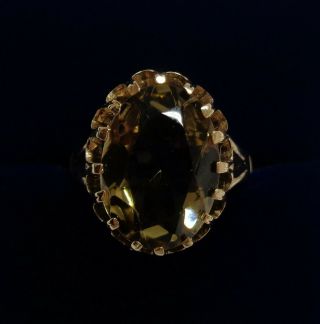 Vintage C.  1977 Fine Citrine Ring 9ct Yellow Gold - Size N (us 6.  75) - 4.  2 Grams