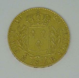 Very Rare France 1815 R Gold 20 Francs British Minted Coin,  90 Pure,  French