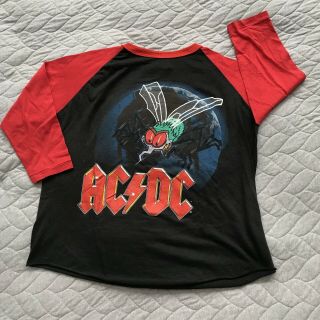 Vintage Ac/dc Fly On The Wall 1985 Concert T - Shirt Raglan Sleeve Size L