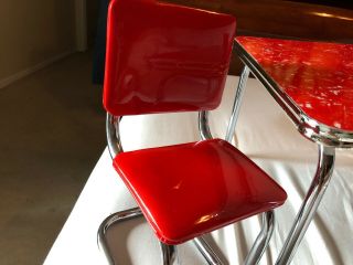 VTG American Girl Doll RETRO CHROME TABLE & CHAIRS Mollys Kitchen Set Red Diner 2