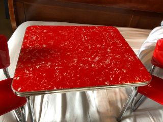 VTG American Girl Doll RETRO CHROME TABLE & CHAIRS Mollys Kitchen Set Red Diner 3