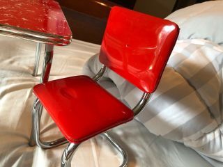 VTG American Girl Doll RETRO CHROME TABLE & CHAIRS Mollys Kitchen Set Red Diner 5