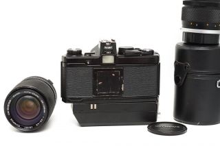 Vintage Olympus OM - 2N with 50mm F/1.  8 35 - 105mm & 135mm Lenses and Auto Winder 4