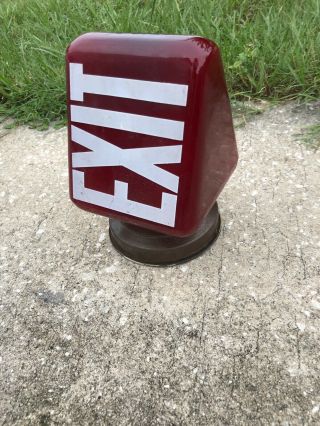 Antique Ruby Red Glass Triangular Exit Sign
