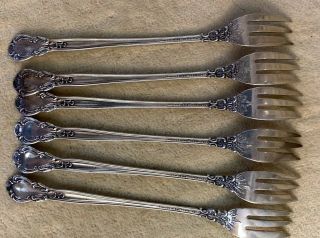 Set Of 6 Gorham Chantilly Pattern Sterling Silver Oyster Forks 3