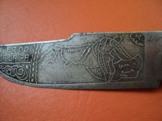 antique spanish navaja albacete or mudela 40s etched to acid malaga folding pock 4