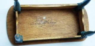 VINTAGE SIGNED CINDY MALON BLUE AGED BASED KITCHEN TABLE WITH PLANK TOP 4