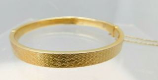 Vintage Hallmarked 9 Carat Gold Hinged Bangle Bracelet - 11 Grams