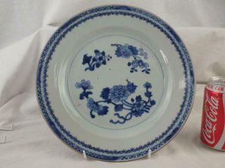 18th C Chinese Porcelain Blue And White Floral Large Plate