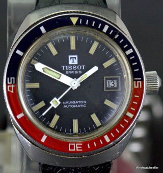 Rare Vintage Tissot Navigator Pepsi Diver Watch Reference 44940 Movement 2481