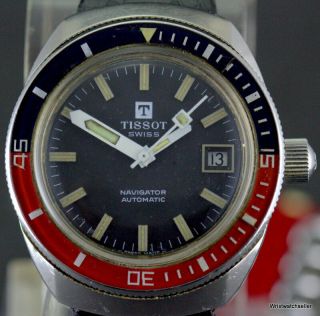 Rare Vintage Tissot Navigator Pepsi Diver Watch Reference 44940 Movement 2481 2
