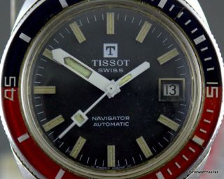 Rare Vintage Tissot Navigator Pepsi Diver Watch Reference 44940 Movement 2481 3