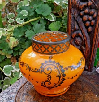 Antique Loetz Kralik Orange Tango Rose Bowl Michael Powolny Bohemia Art Nouveau