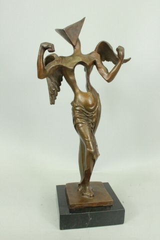Vintage Mid Century Brutalist Modern Bronze Abstract Angel Sculpture Dali Style