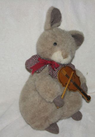 Sekiguchi Stuffed Plush Bunny Rabbit Musical Wind Up Plays Violin Spoonful Sugar