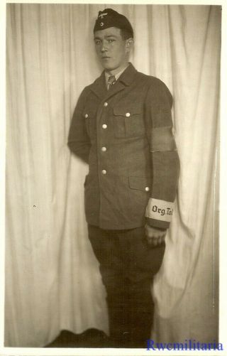 Port.  Photo: Rare Studio Pic German Elite Org.  Todt Soldier W/ Armband Posed