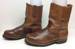 J Vtg Mens Red Wing Steel Toe Work Brown Boots Size 8 3e