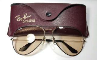 Vintage B&l Ray Ban Black Flying Colors Brown Changeables 62mm Sunglasses W/case