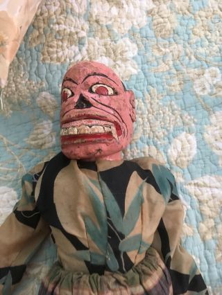 VINTAGE Indonesian WAYANG DOLL old need work 3 dolls,  2 heads/parts 10