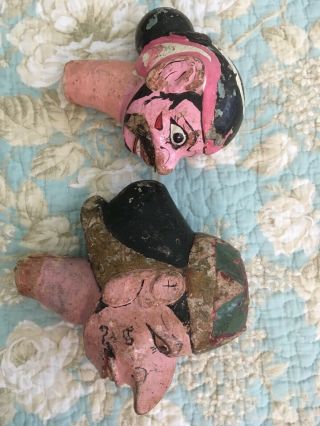 VINTAGE Indonesian WAYANG DOLL old need work 3 dolls,  2 heads/parts 2
