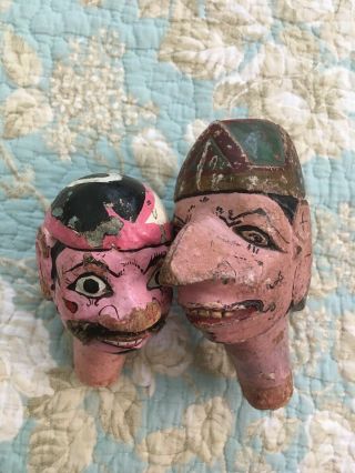VINTAGE Indonesian WAYANG DOLL old need work 3 dolls,  2 heads/parts 4
