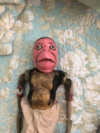 VINTAGE Indonesian WAYANG DOLL old need work 3 dolls,  2 heads/parts 9