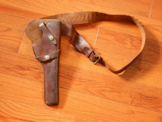 Vintage Leather Belt With Gun Holster 1210 D 6 3/4 Red Head Brand