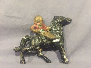 Cast Iron Toy Figure Western Cowboy On Horse Grey Iron Casting Co.  Usa