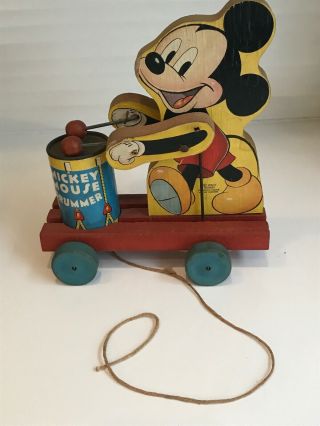 Vintage 1940 Mickey Mouse Drummer Pull Toy