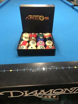 Nib Predator Arcos Billiard Pool Tv Set Of 17 Balls Limited Rare
