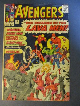 Marvel Comics Avengers 5 1964 First Lava Men Vintage Comic
