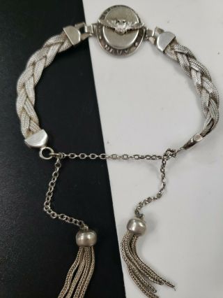 Vintage World War Ii Sterling Silver Us Navy Braided Bracelet 6 - 7 " Wrist 12.  3 G