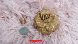 Vintage Chanel Metallic Gold Camellia Brooch