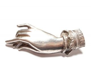 Antique Victorian Silver Hand Brooch Pin