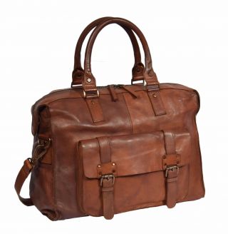Real Leather Holdall Weekend Bag Rust Brown Vintage Travel Cabin Overnight Bag