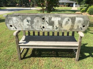 Vtg Old Double Sided Metal Realtor Neon Sign Broker Real Estate Advertisement