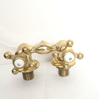 Art Deco Antique Vintage Hot And Cold Faucets Heavy Brass