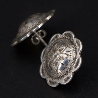 VTG Sterling Silver - Western Rodeo Saddle Concho Post Stud Earrings - 5g 2