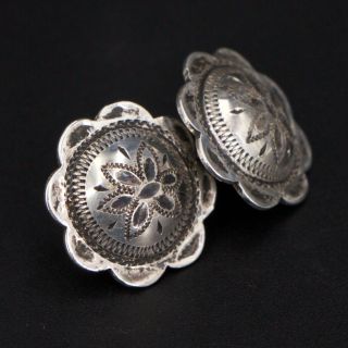 VTG Sterling Silver - Western Rodeo Saddle Concho Post Stud Earrings - 5g 3